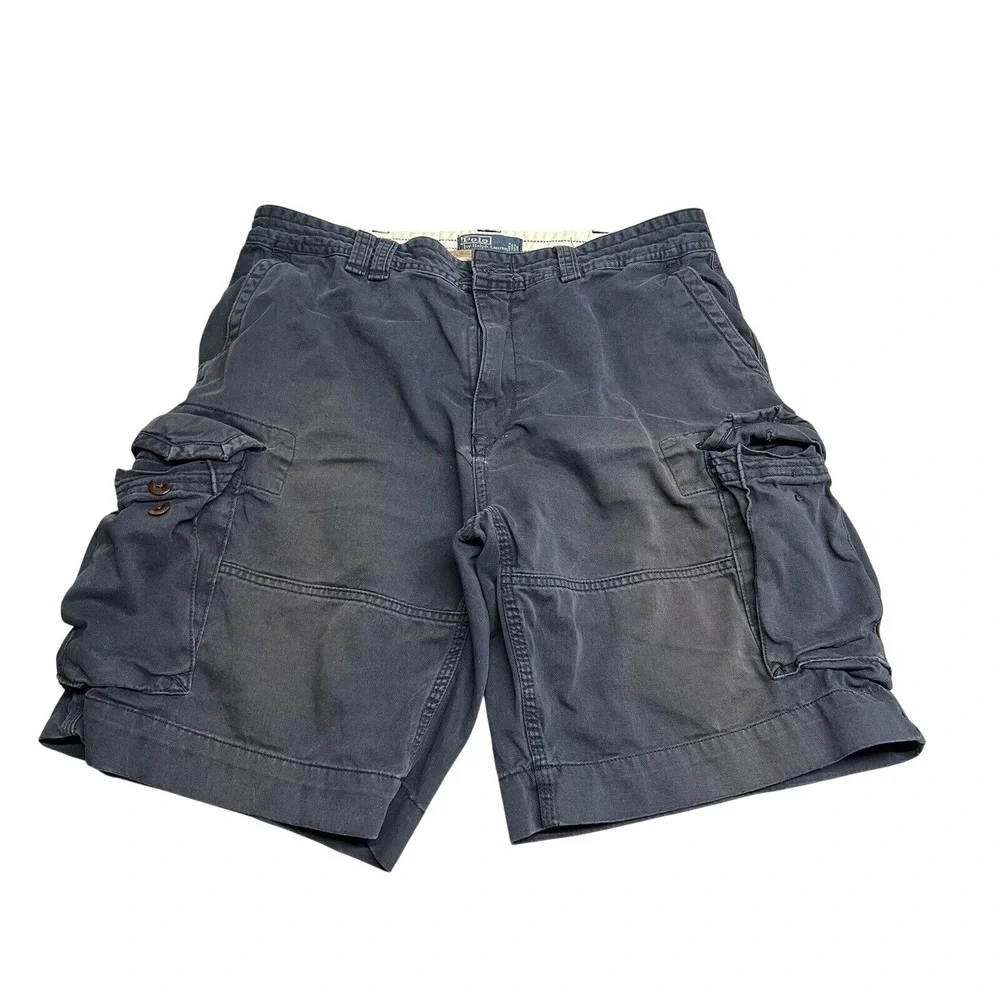 Polo Ralph Lauren Mens Cargo Shorts Faded Blue Classic Chino Size 38 100% Cotton